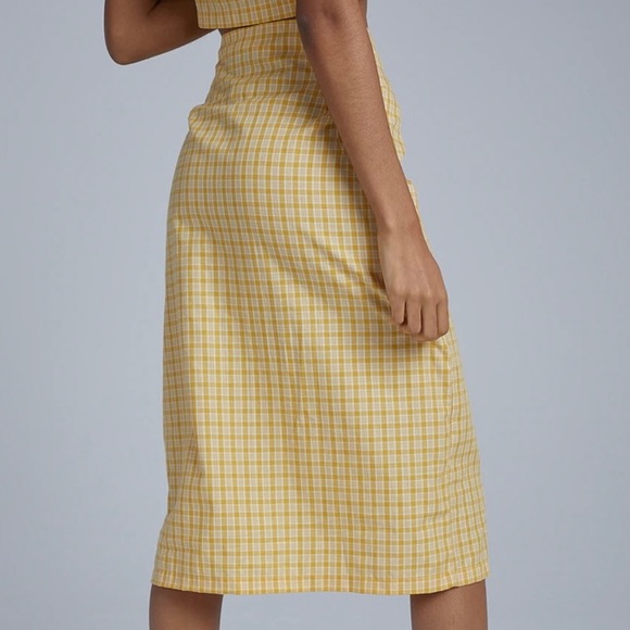 NWT Ragged Priest Kicker’s Yellow plaid Crop Collared Top and Midi Skirt Set - Picture 3 of 12